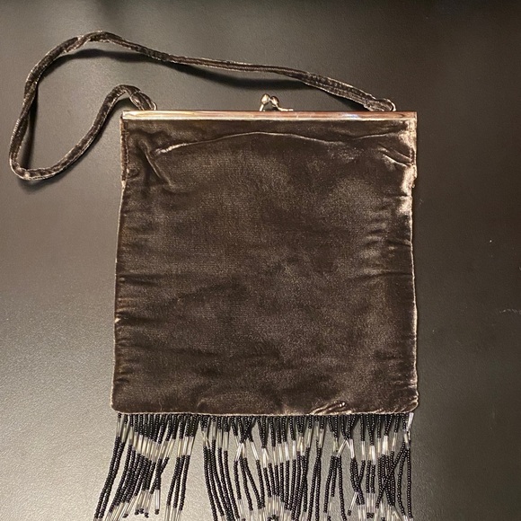 Saks Fifth Avenue Handbags - Elegant Vintage Black Velvet Fringe Saks Fifth Avenue  Vintage Evening Bag